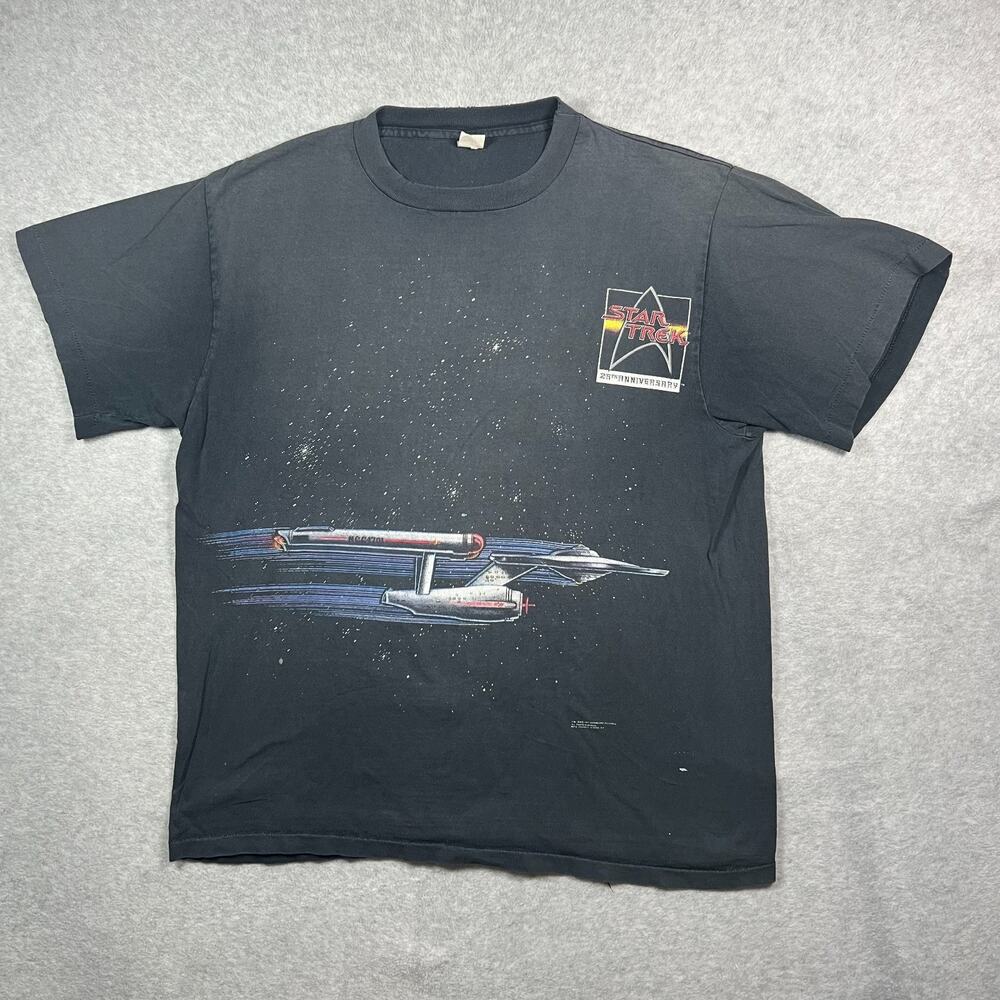 Vintage 1991 Star Trek 25th Anniversary Black T-Shirt Men's Sz XL Single Stitch